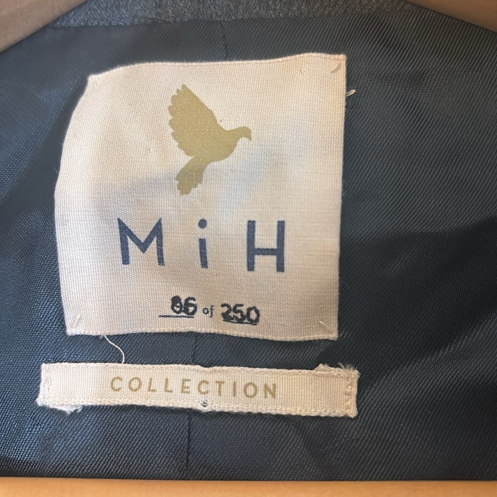 Mih Limited Collection Blazer Navy Grey 100% Wool Blazer Academia Sz L - Picture 2 of 7